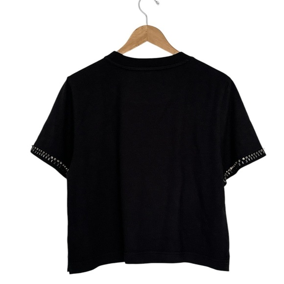 NEW J. CREW Relaxed crystal-embellished cropped T-shirt in heavy jersey Medium - Picture 5 of 9